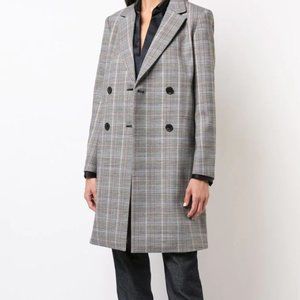 Theory double-breasted plaid coat